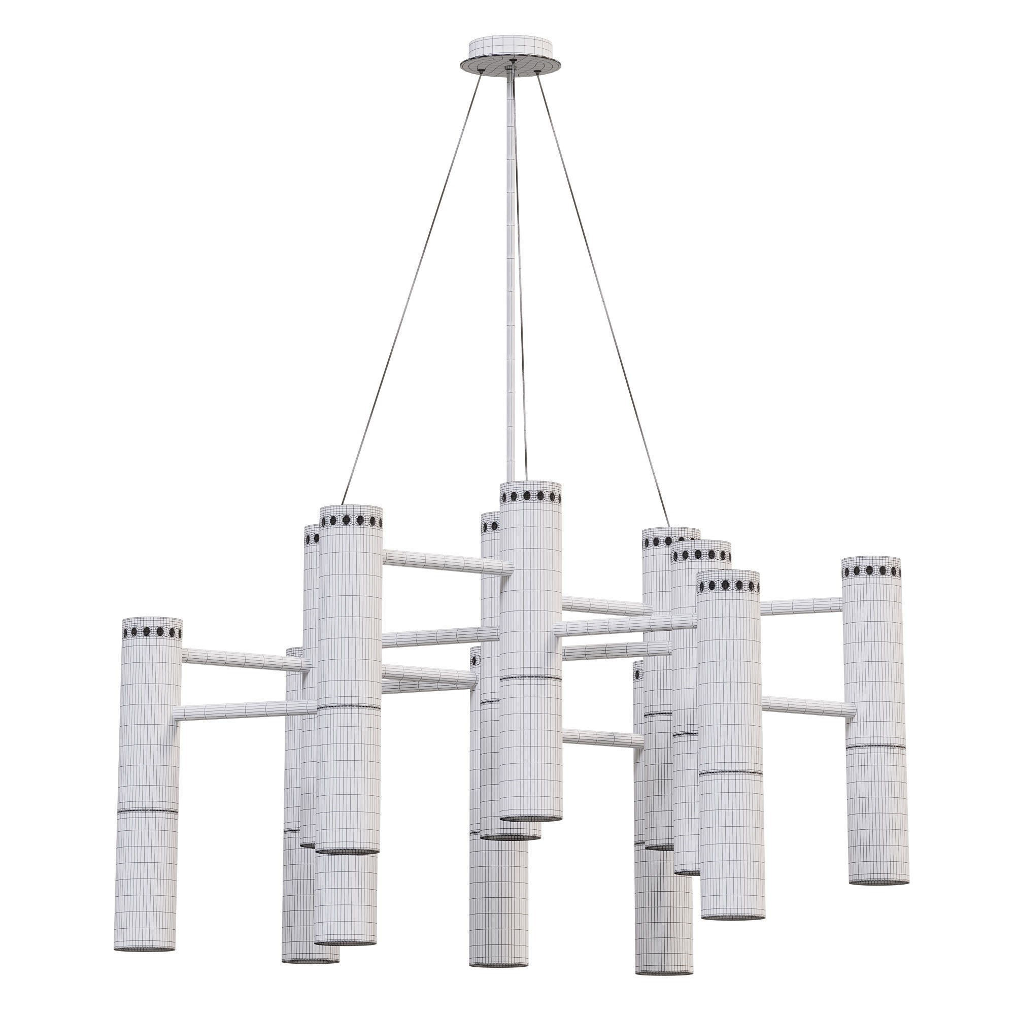  Mid century chandelier with IKE tunnel shades  3D model_2