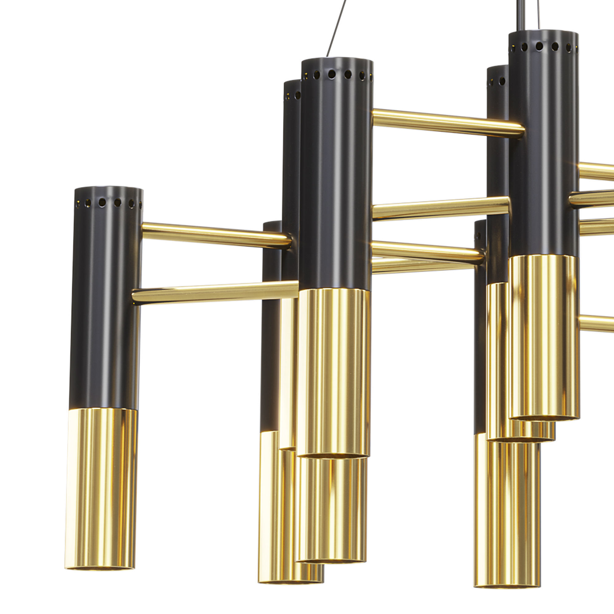  Mid century chandelier with IKE tunnel shades  3D model_1