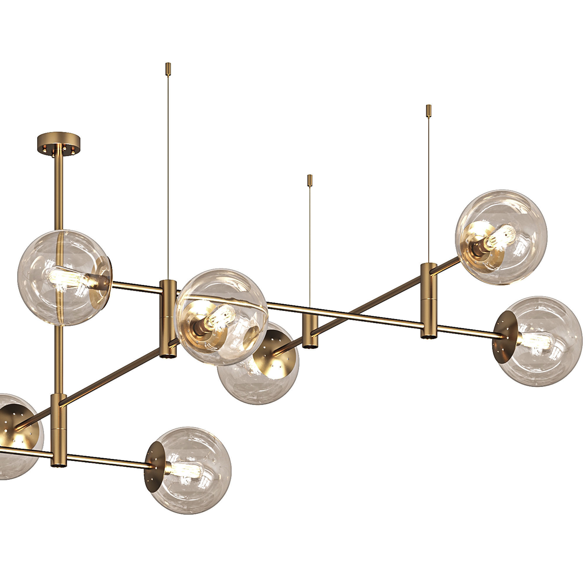 Chandelier With Glass Shades On GAP Rods  3D model_1