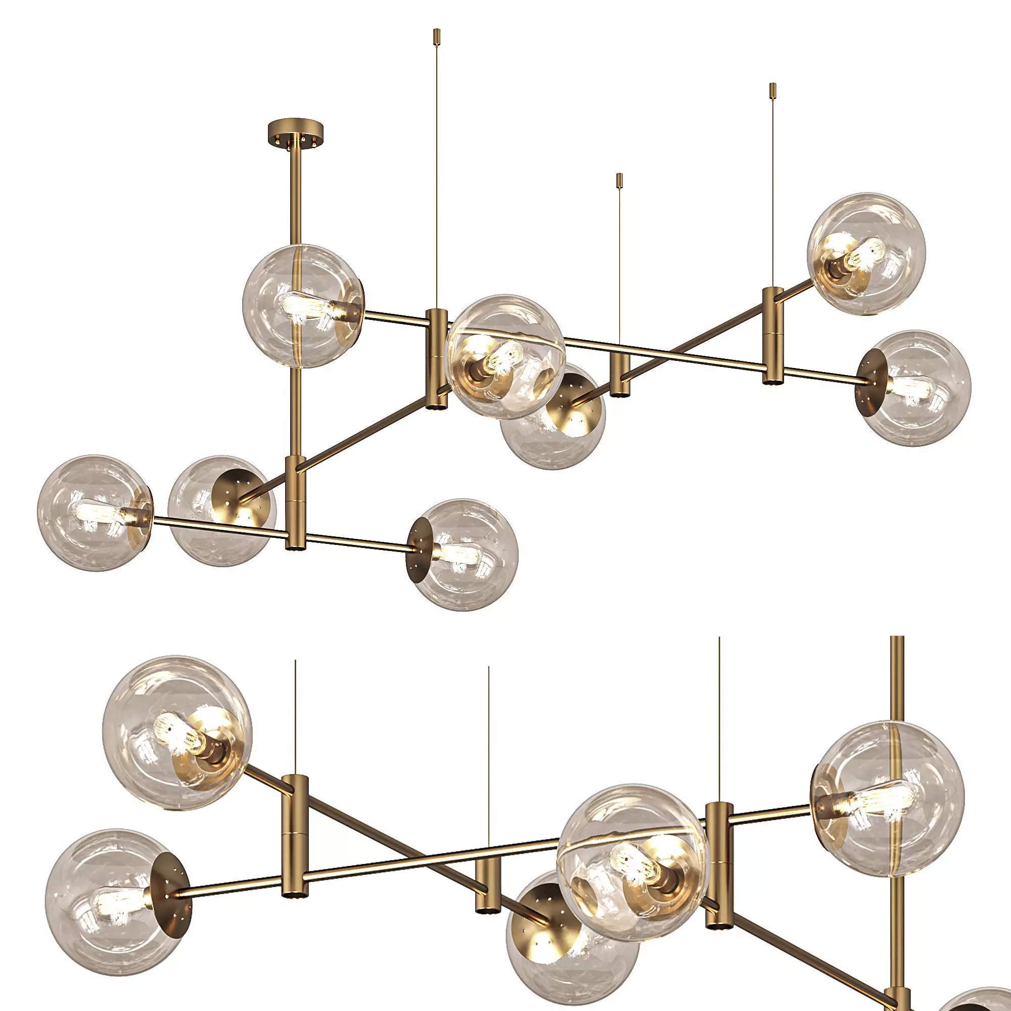 Chandelier With Glass Shades On GAP Rods  3D model_0
