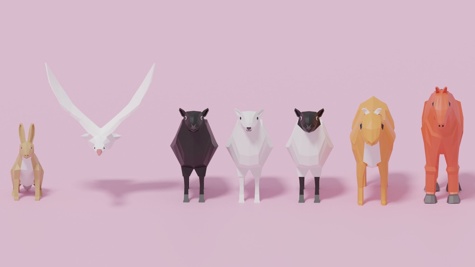 Cartoon LowPoly Animals Collection Low-poly 3D model_2