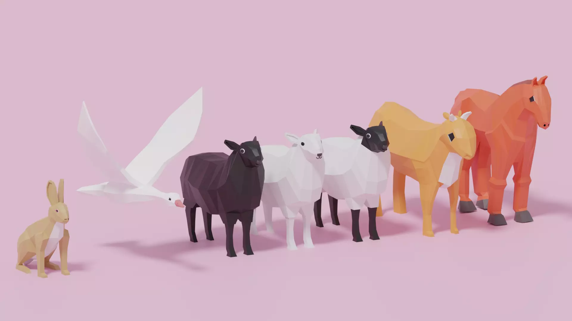 Cartoon LowPoly Animals Collection Low-poly 3D model_0