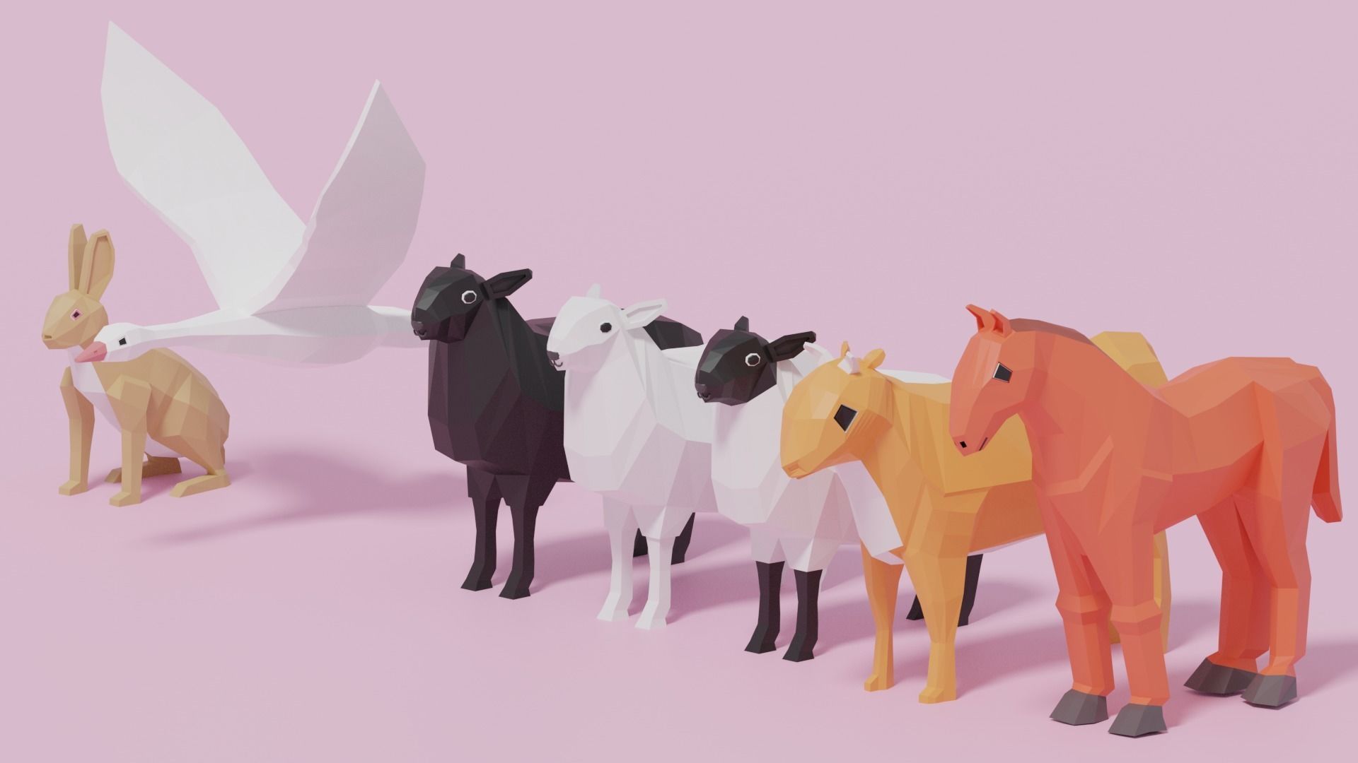 Cartoon LowPoly Animals Collection Low-poly 3D model_6
