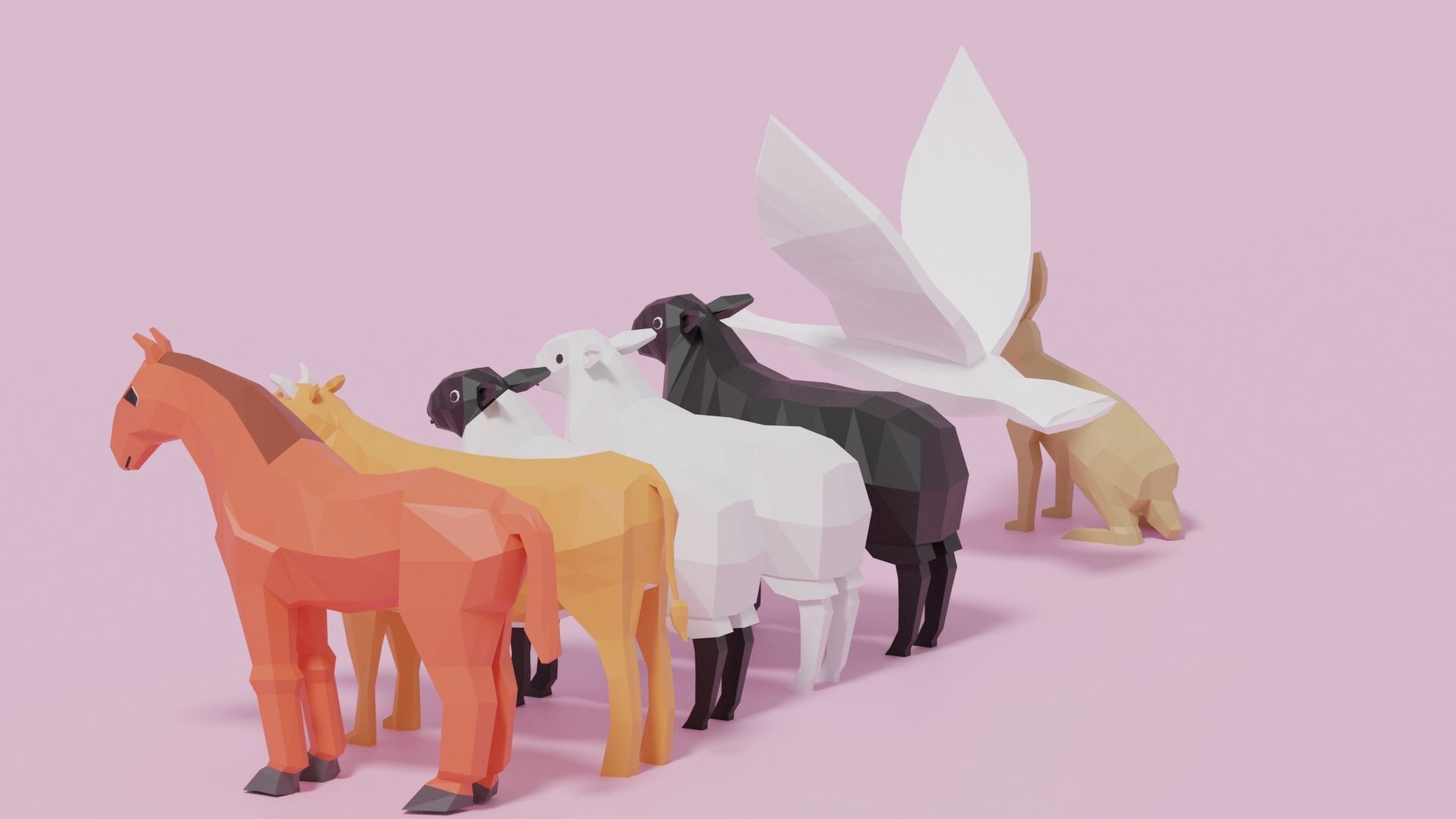 Cartoon LowPoly Animals Collection Low-poly 3D model_9