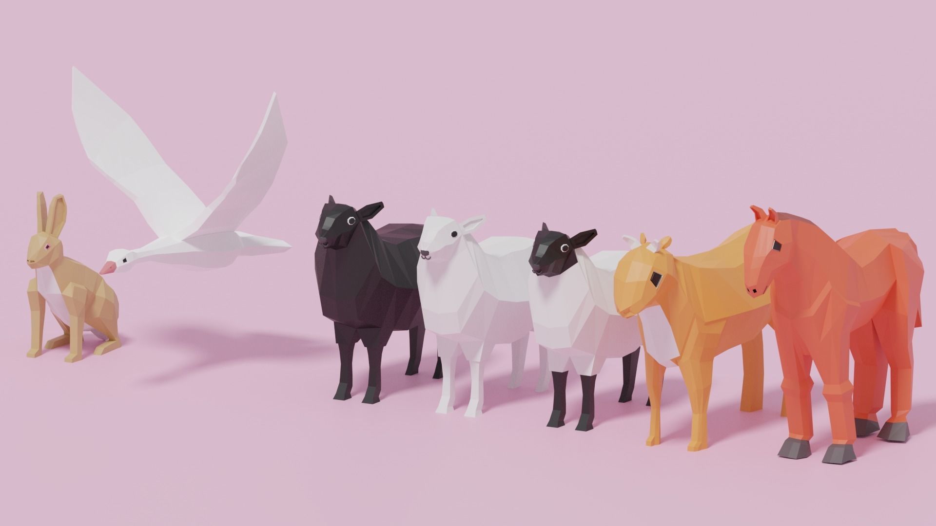 Cartoon LowPoly Animals Collection Low-poly 3D model_4