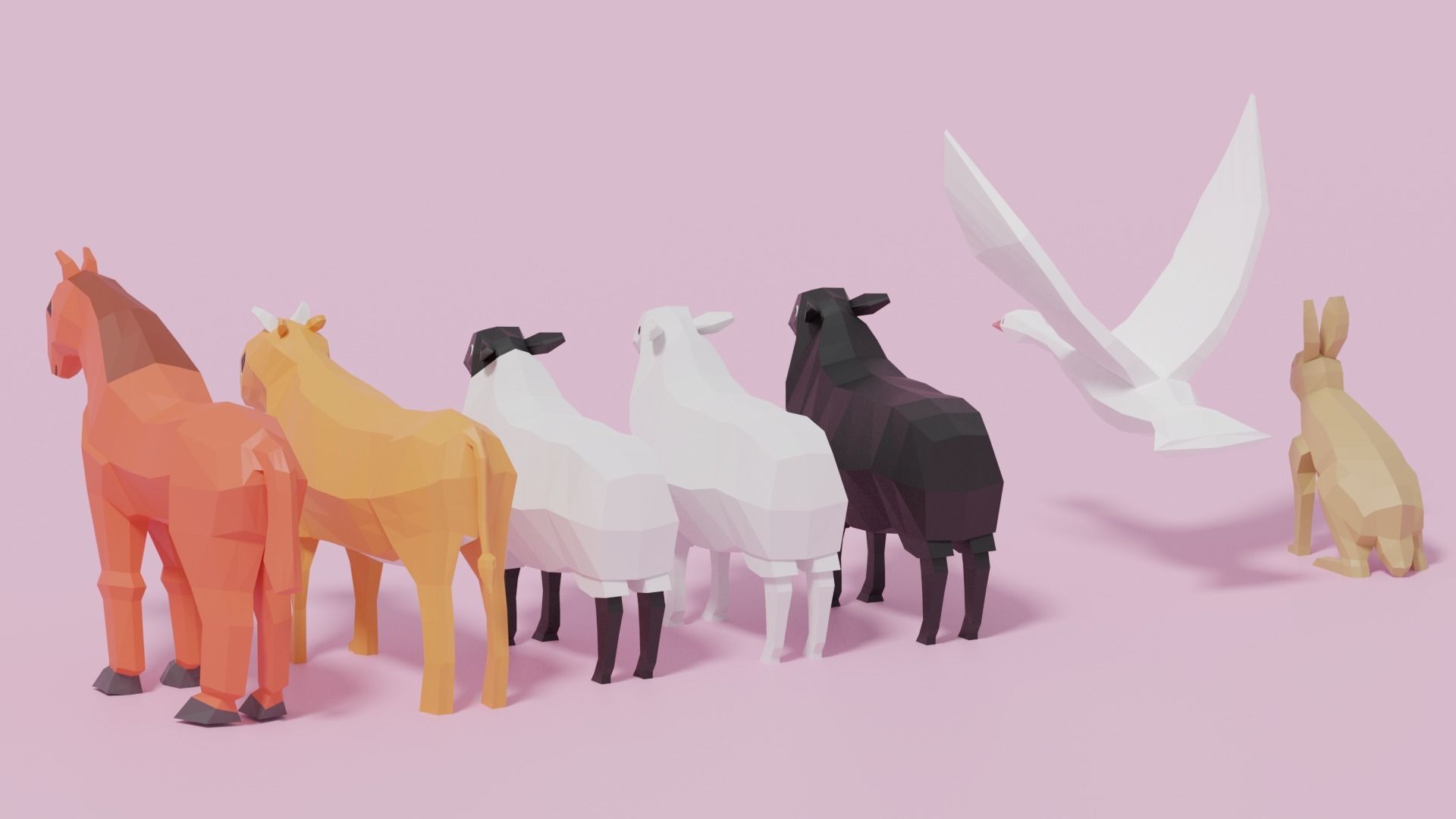 Cartoon LowPoly Animals Collection Low-poly 3D model_11
