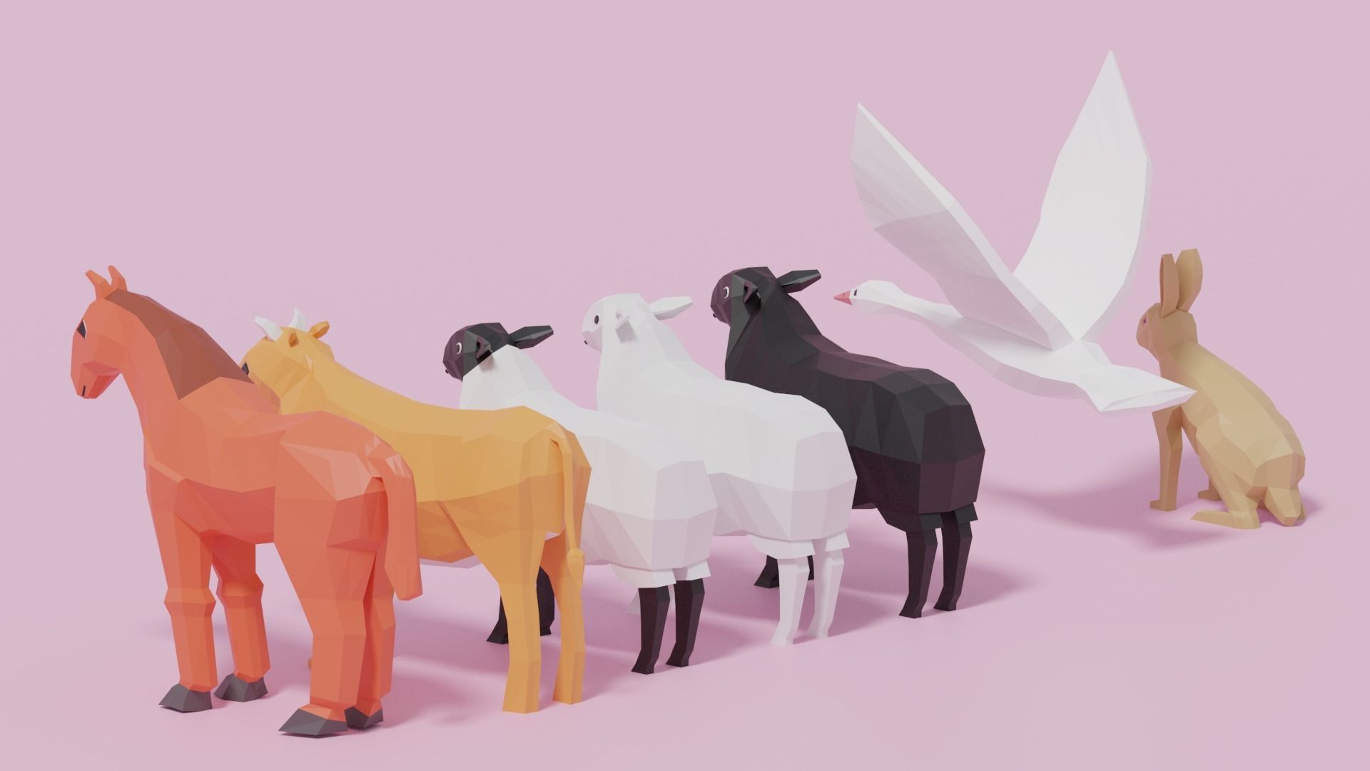Cartoon LowPoly Animals Collection Low-poly 3D model_10