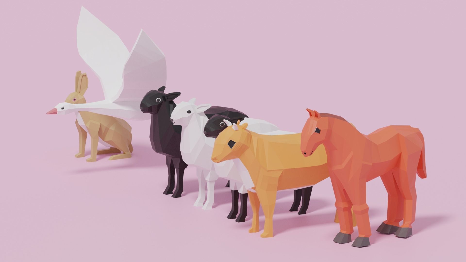 Cartoon LowPoly Animals Collection Low-poly 3D model_7