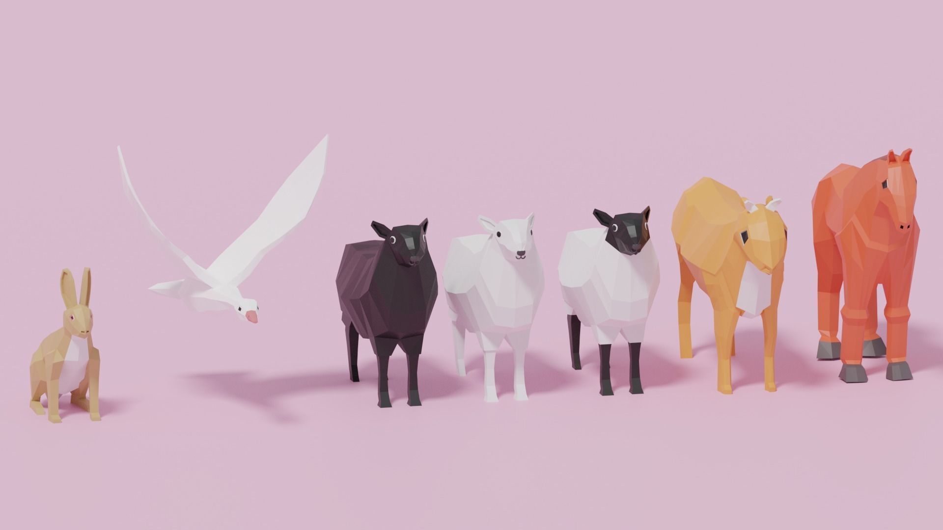 Cartoon LowPoly Animals Collection Low-poly 3D model_1