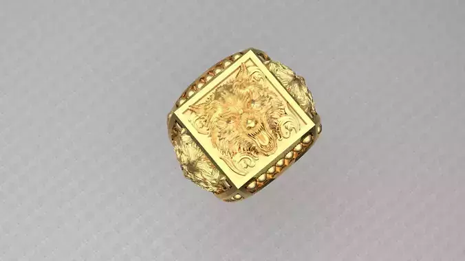 Wolf head ring mens womens 3D print model