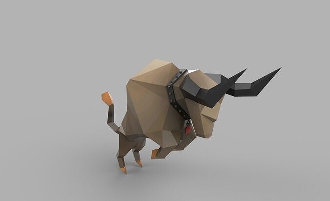 Cartoon Animal buffalo Low-poly 3D model