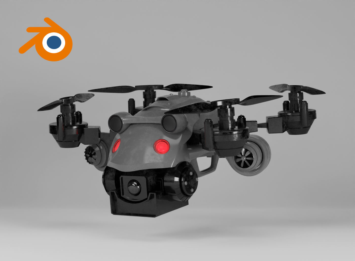 Sci-fi military kamikaze drone with a camera 3D model_7