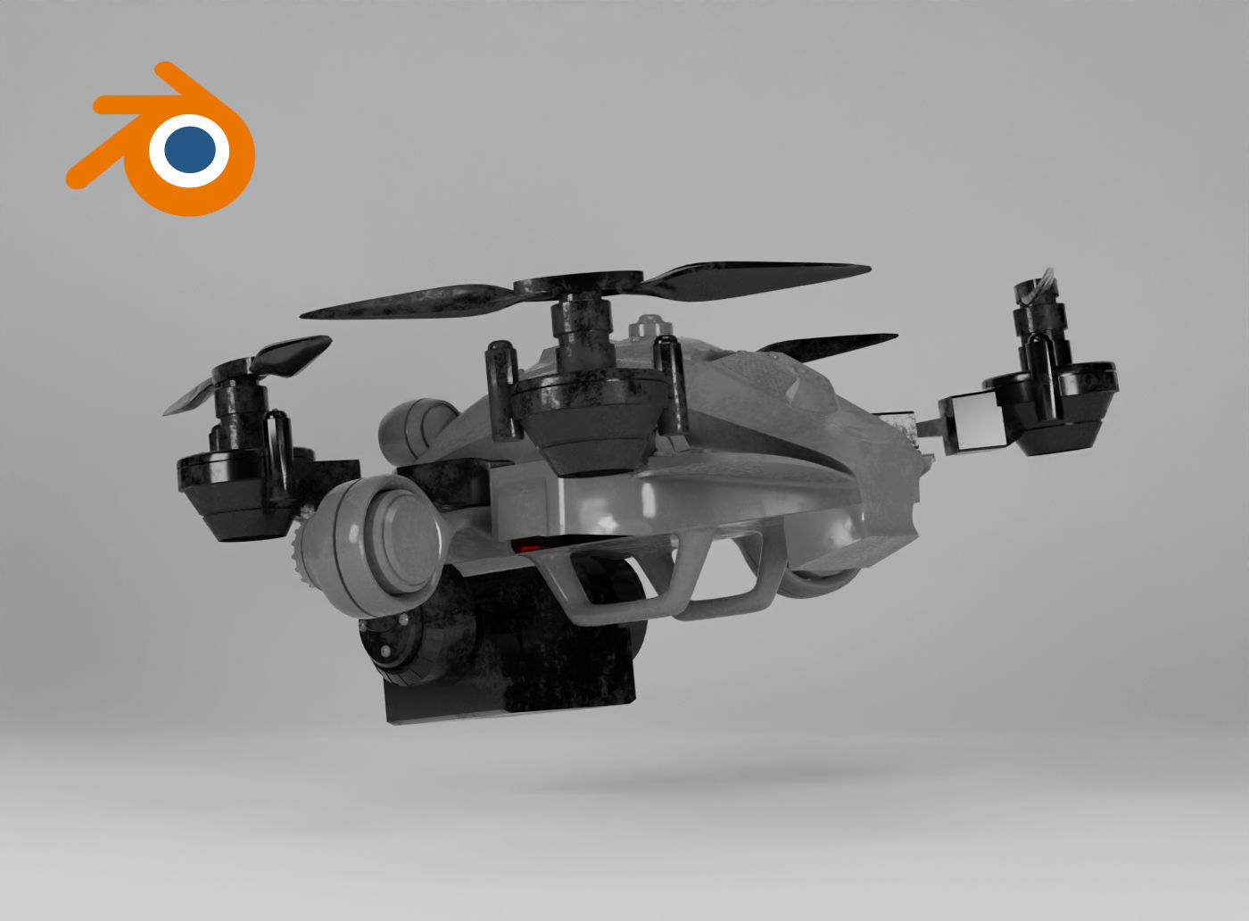 Sci-fi military kamikaze drone with a camera 3D model_4