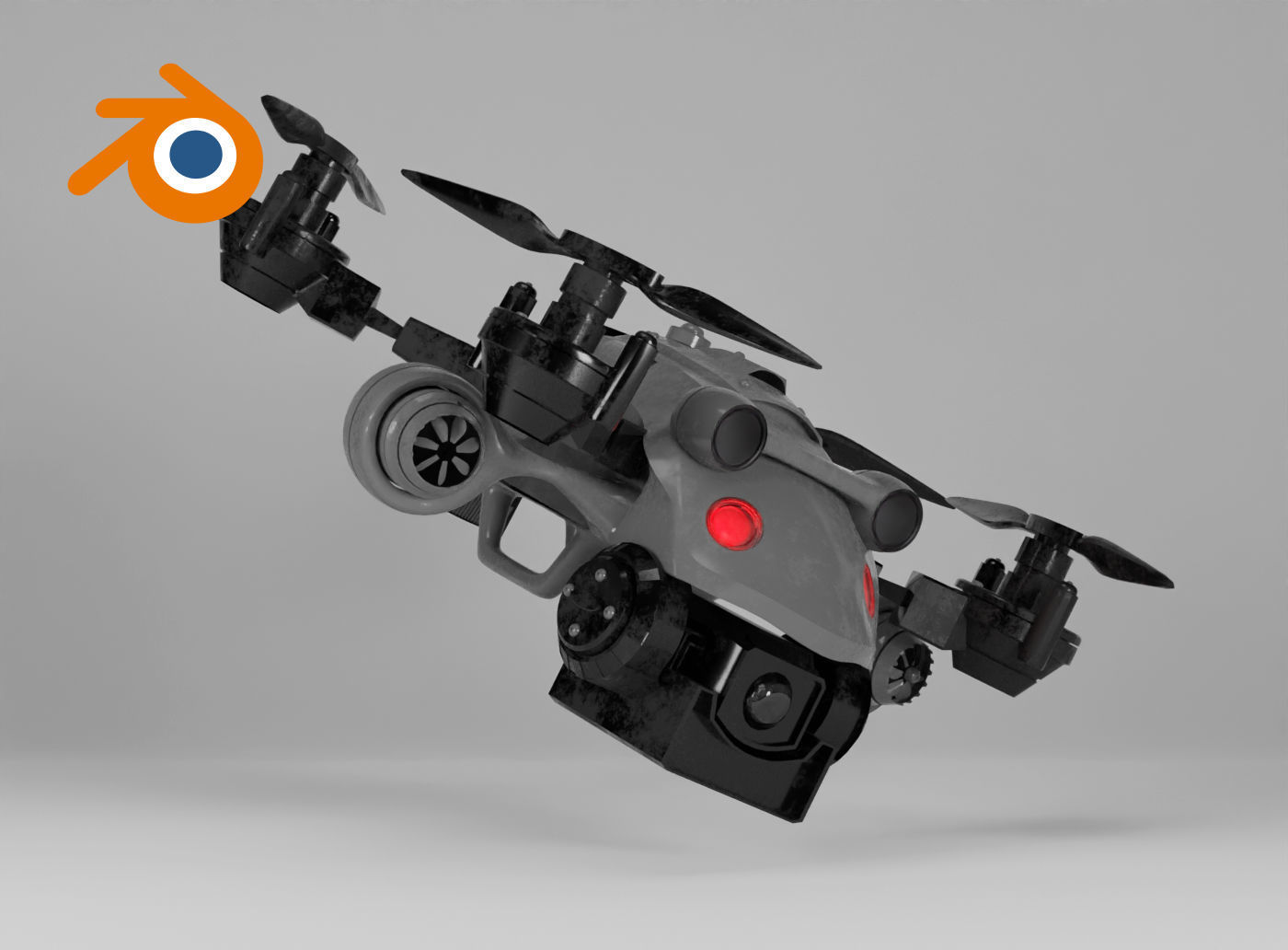 Sci-fi military kamikaze drone with a camera 3D model_6