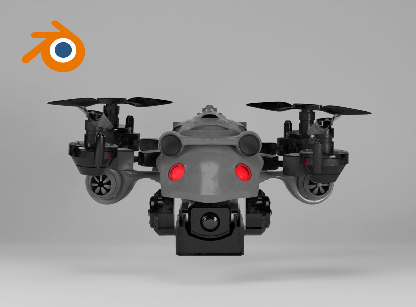 Sci-fi military kamikaze drone with a camera 3D model_2