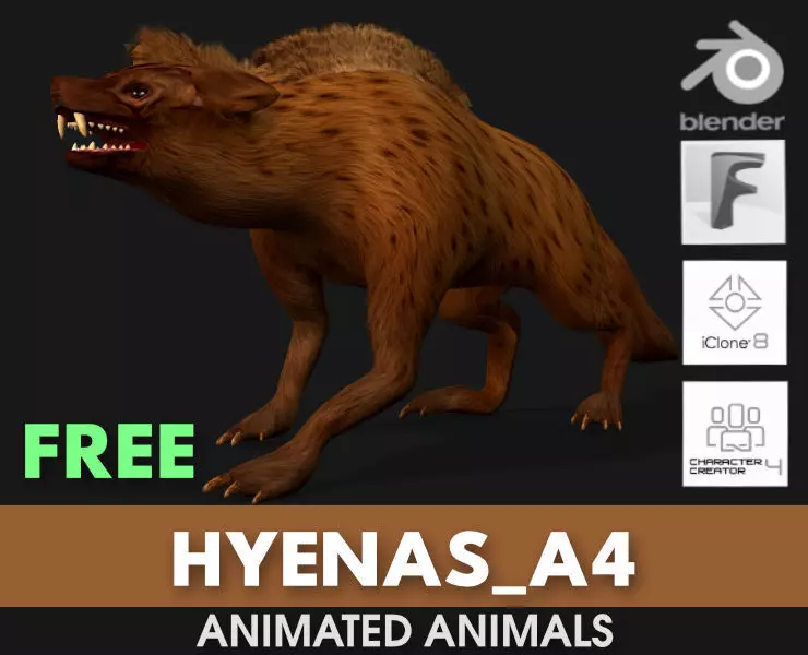 Hyenas A4 Free 3D model