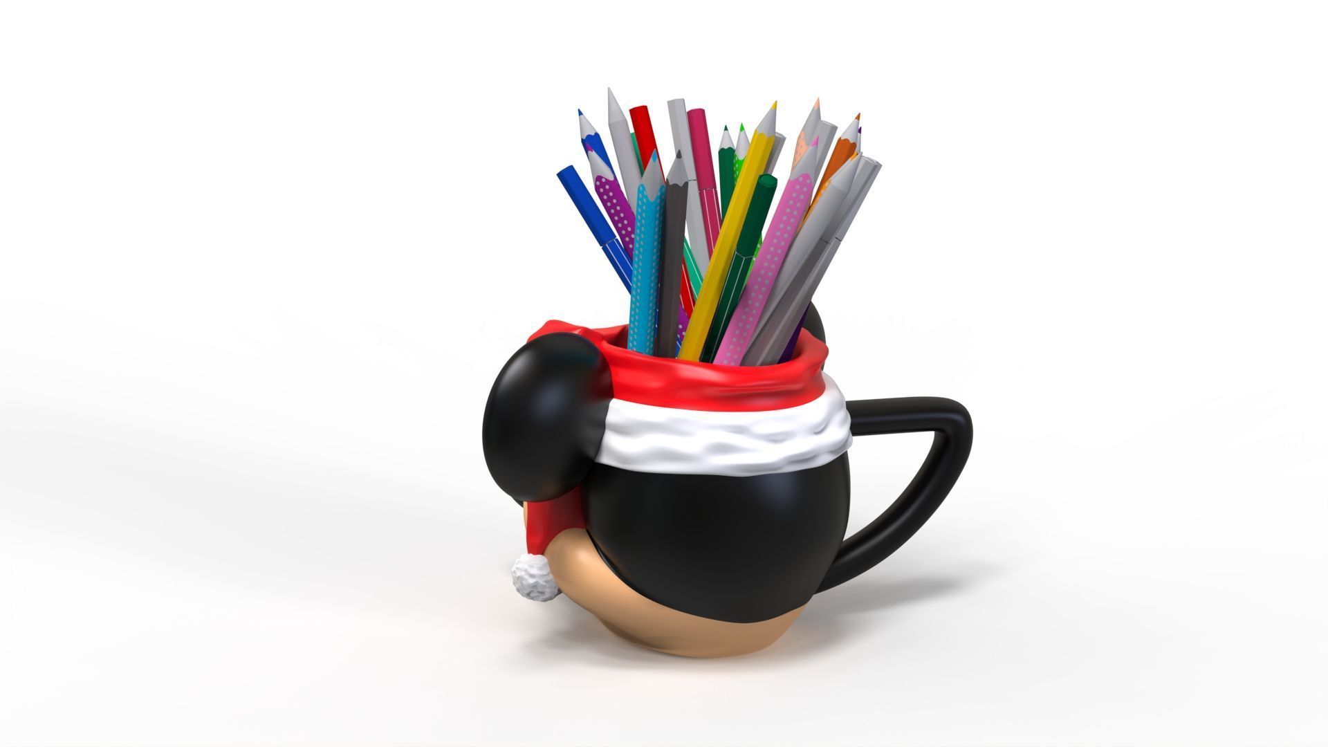 MICKEY MOUSE MUG SANTA HAT and Pencil Holder 3D print model_10