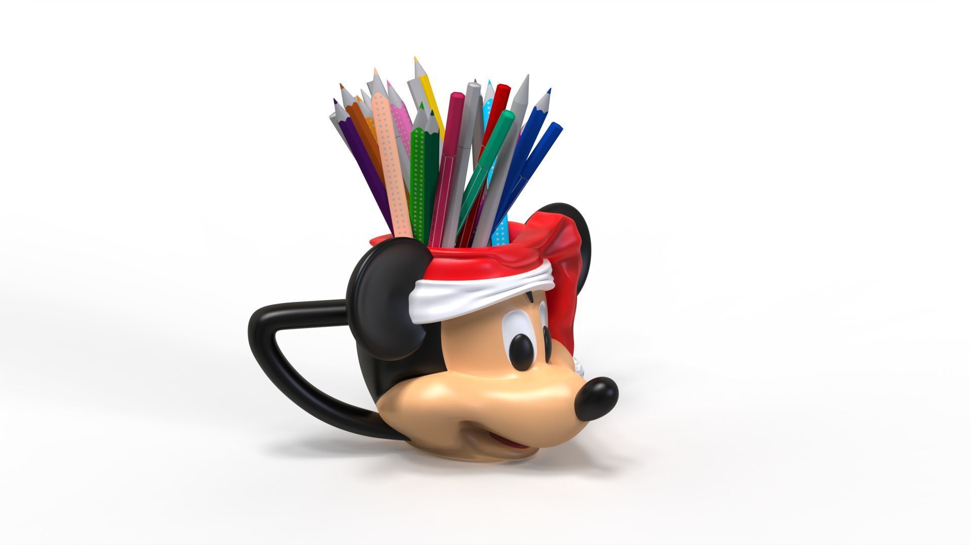 MICKEY MOUSE MUG SANTA HAT and Pencil Holder 3D print model_2