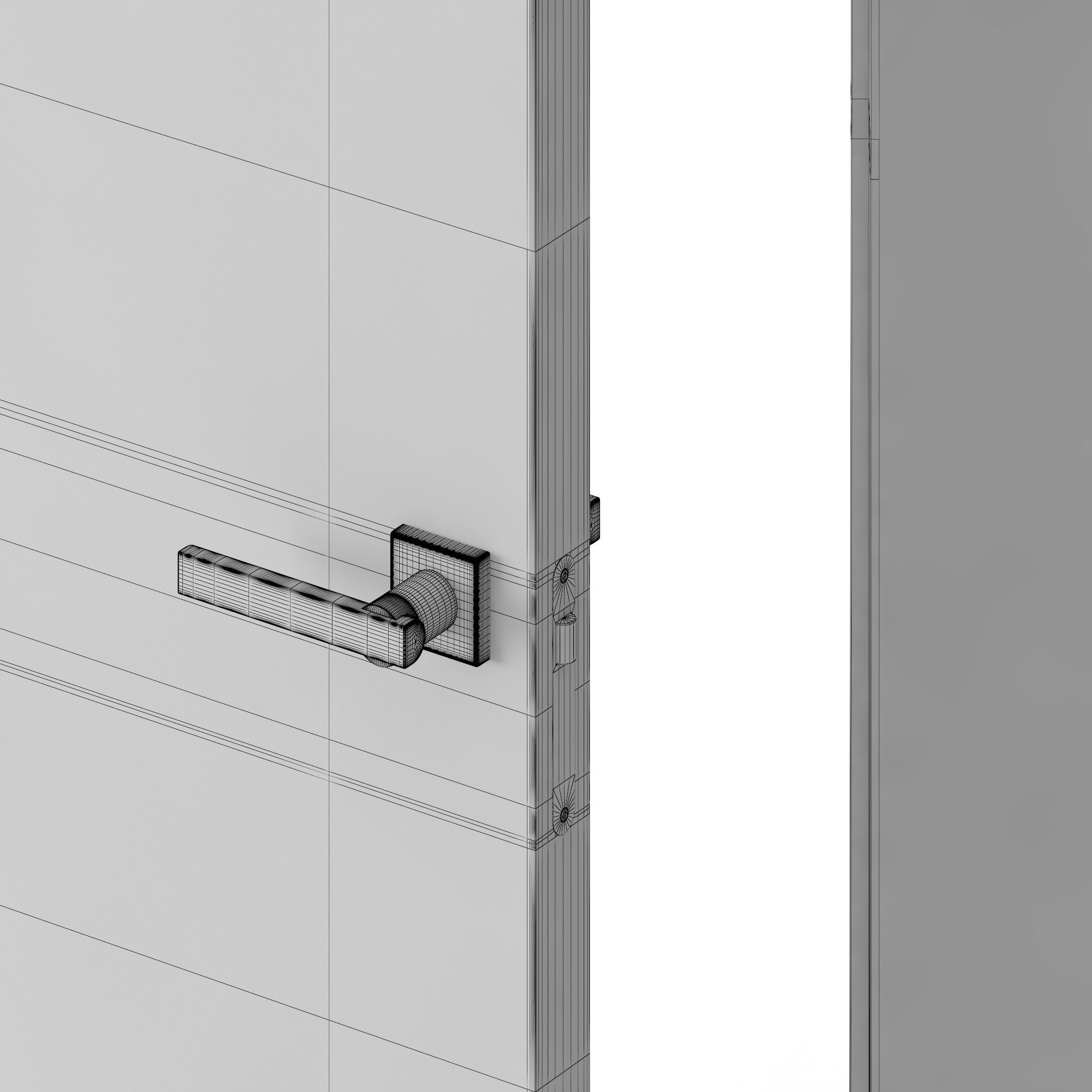 Minimalistic door and handles 3D model_7