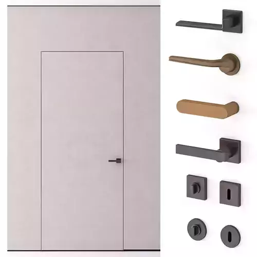 Minimalistic door and handles 3D model