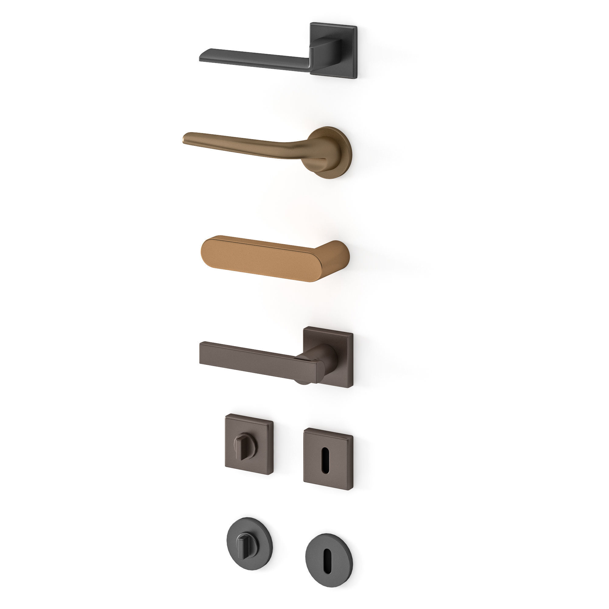 Minimalistic door and handles 3D model_3