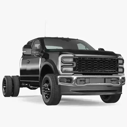 Pickup Chassis Cab Black Long Cab 3D model