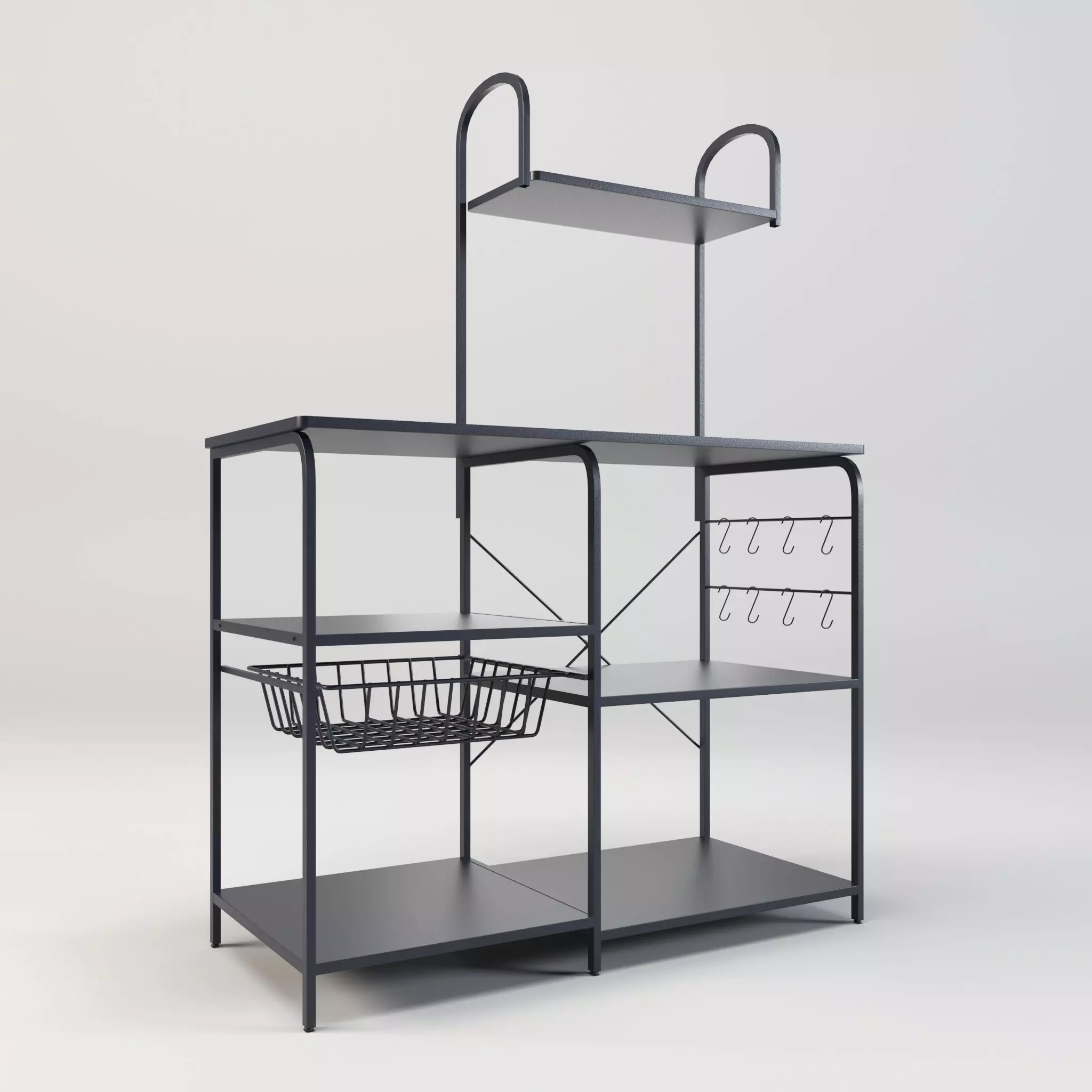 Metal kitchen storage rack Low-poly 3D model