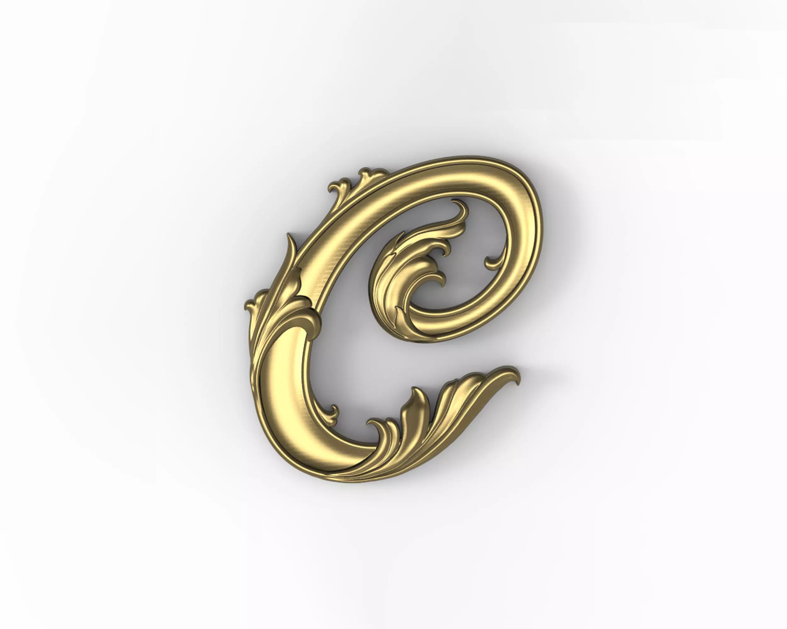 Letter C floral 3D print model_0