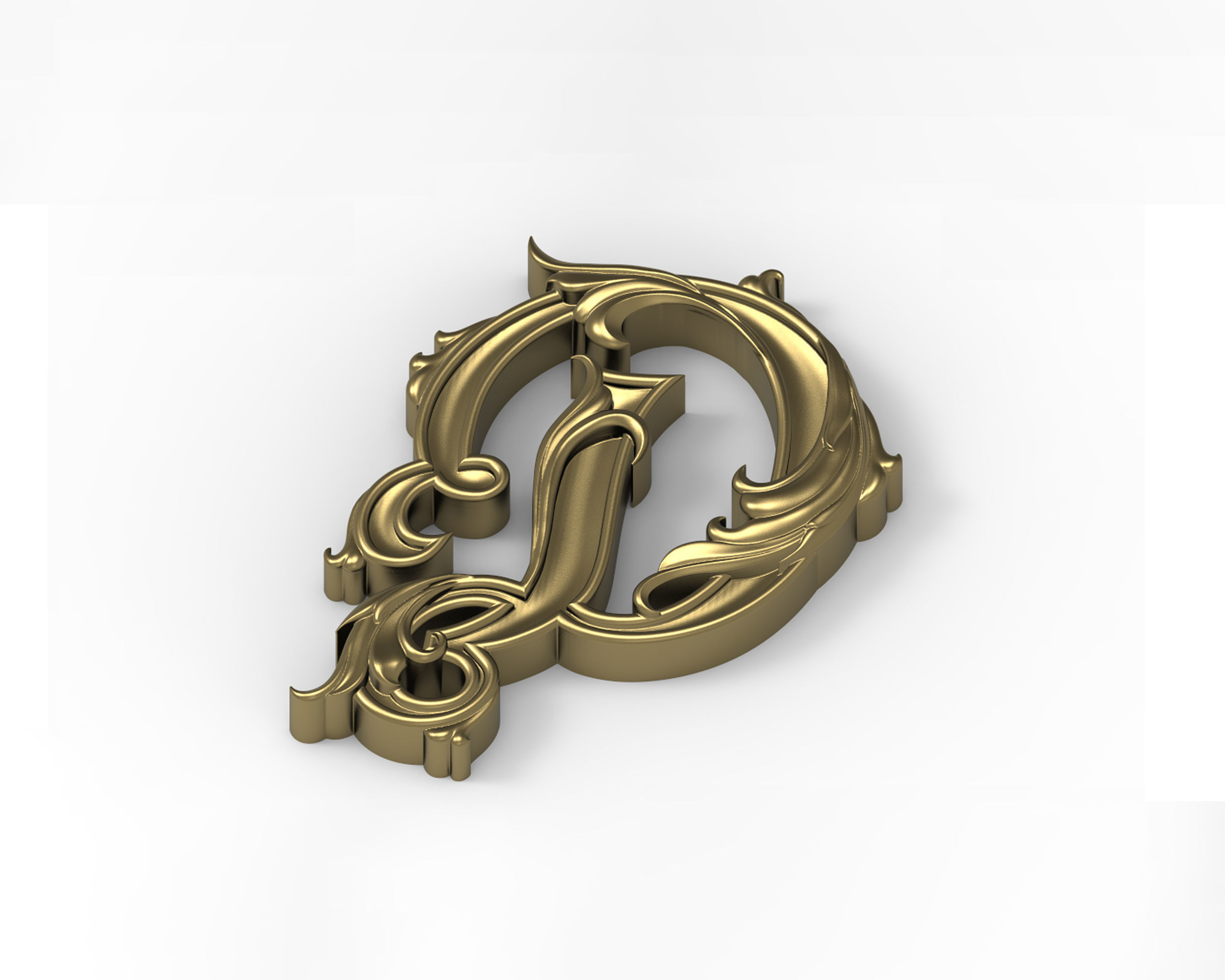 Letter D Floral 3D print model_1