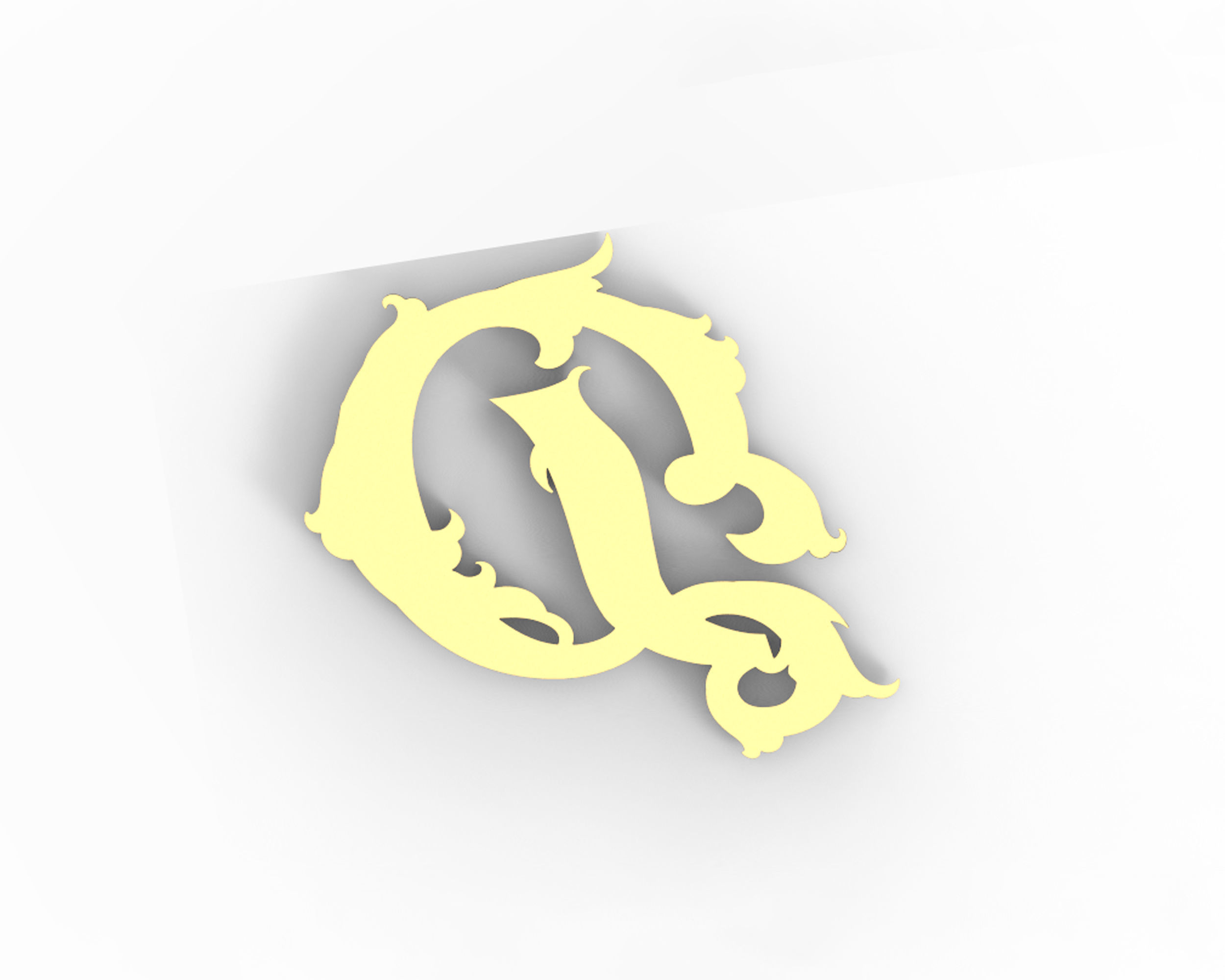 Letter D Floral 3D print model_3