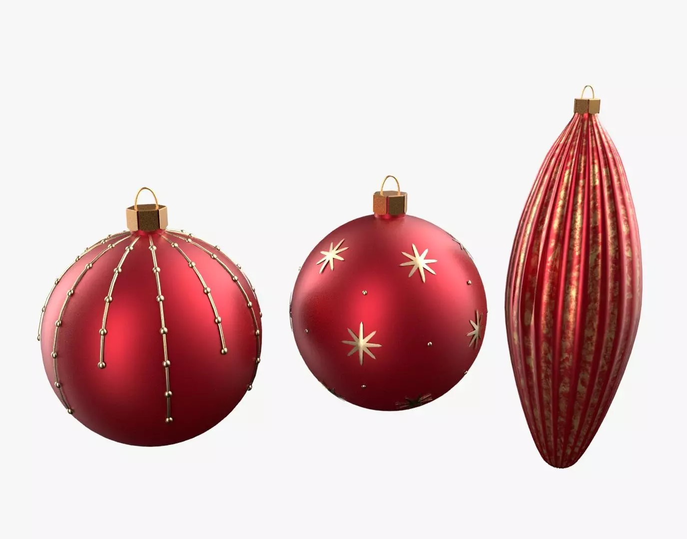 Christmas Tree Ornament Set1 - Red Yellow 3D model_0