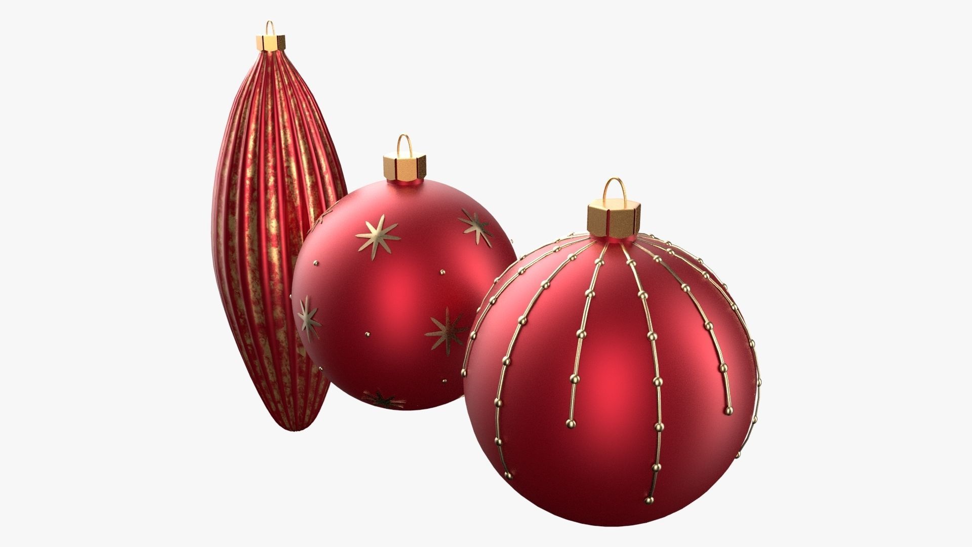 Christmas Tree Ornament Set1 - Red Yellow 3D model_4
