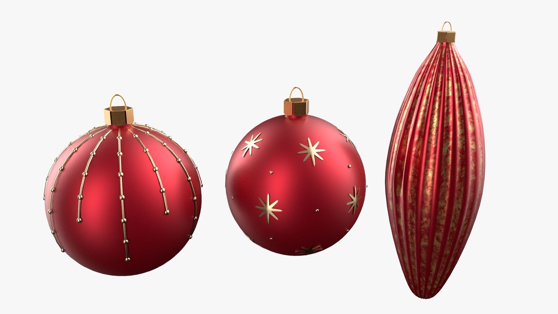Christmas Tree Ornament Set1 - Red Yellow 3D model_1