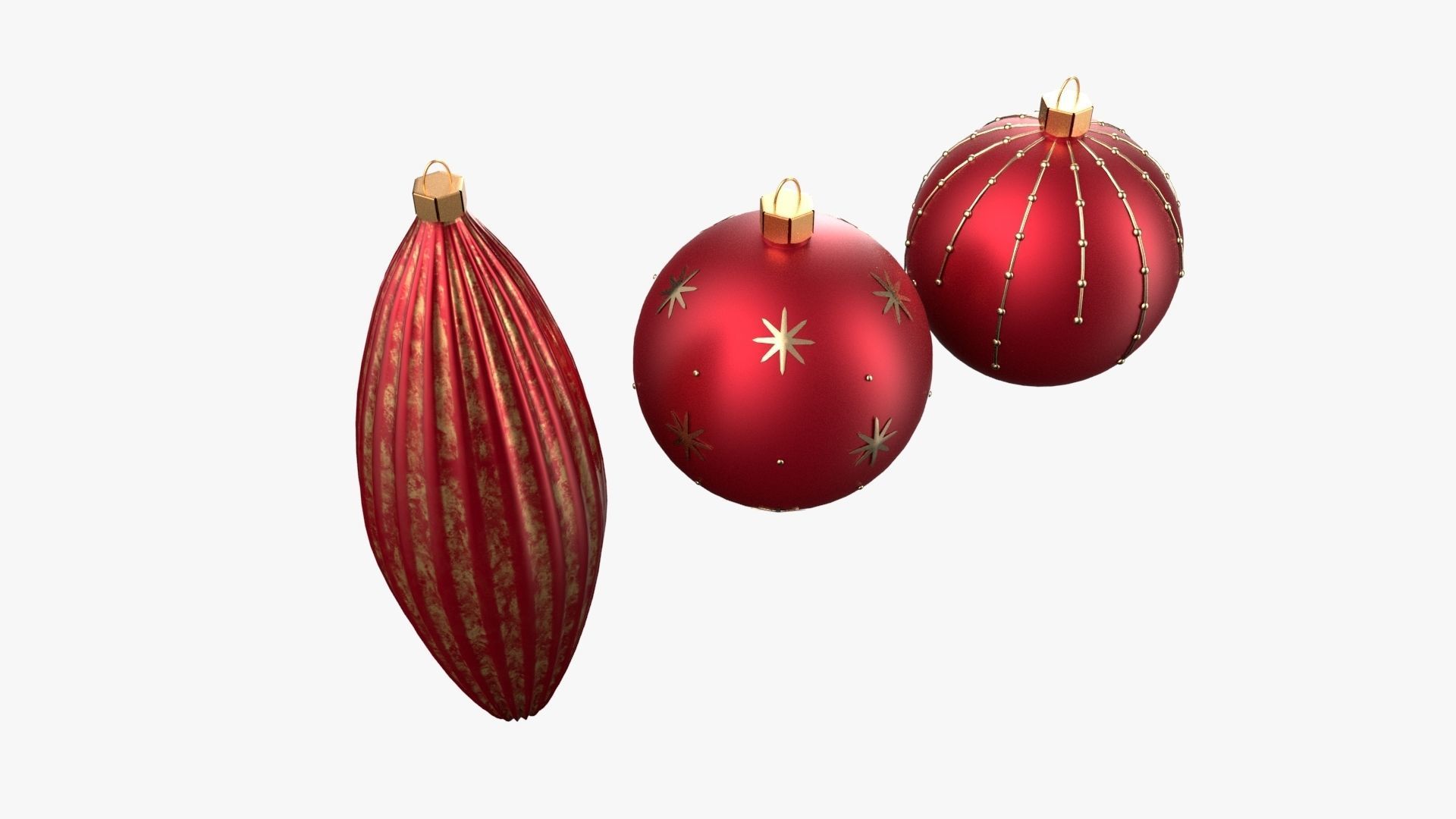 Christmas Tree Ornament Set1 - Red Yellow 3D model_3