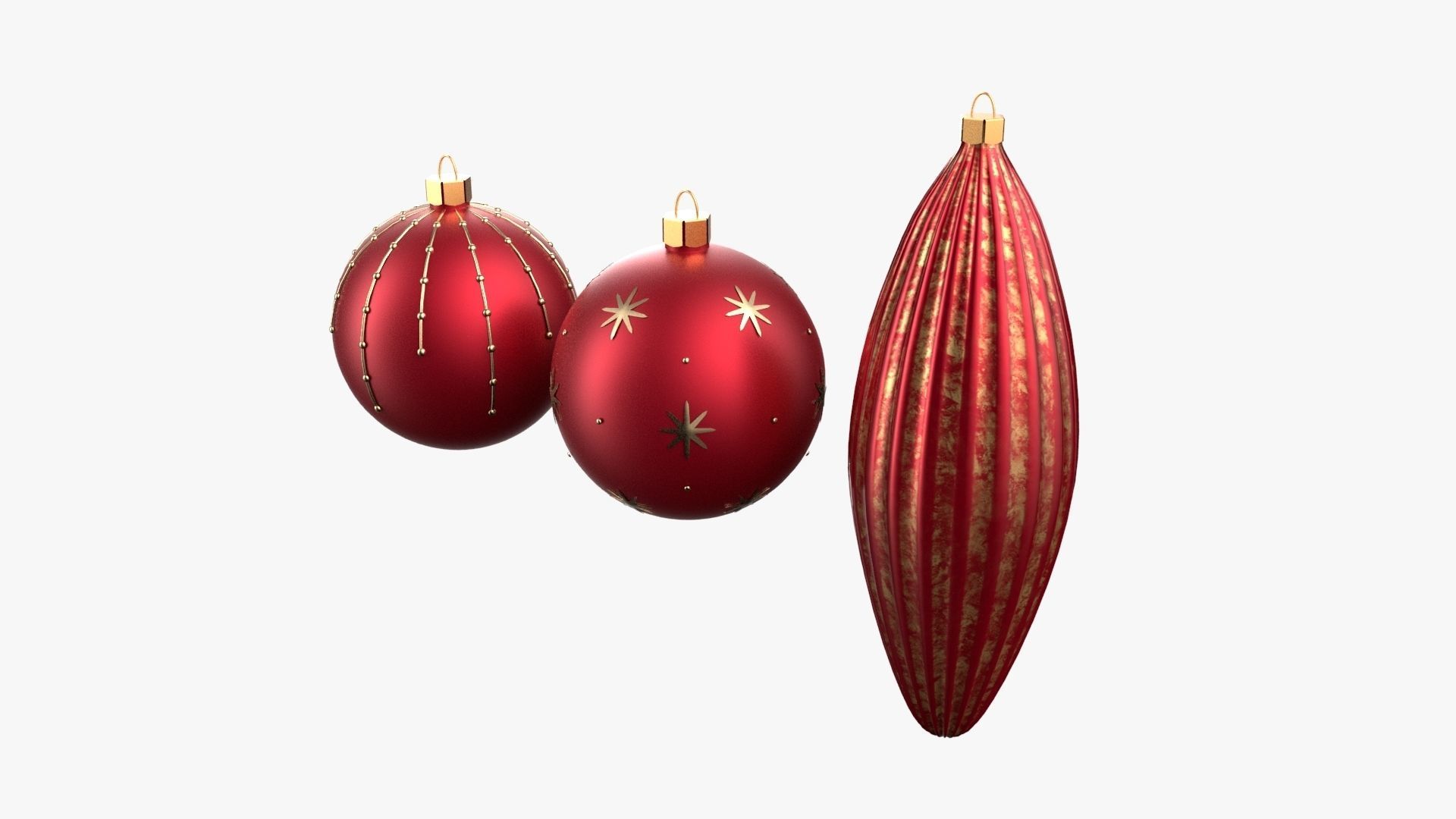Christmas Tree Ornament Set1 - Red Yellow 3D model_2