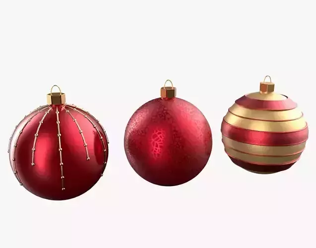 Christmas Tree Ornament Set2 - Red Yellow 3D model