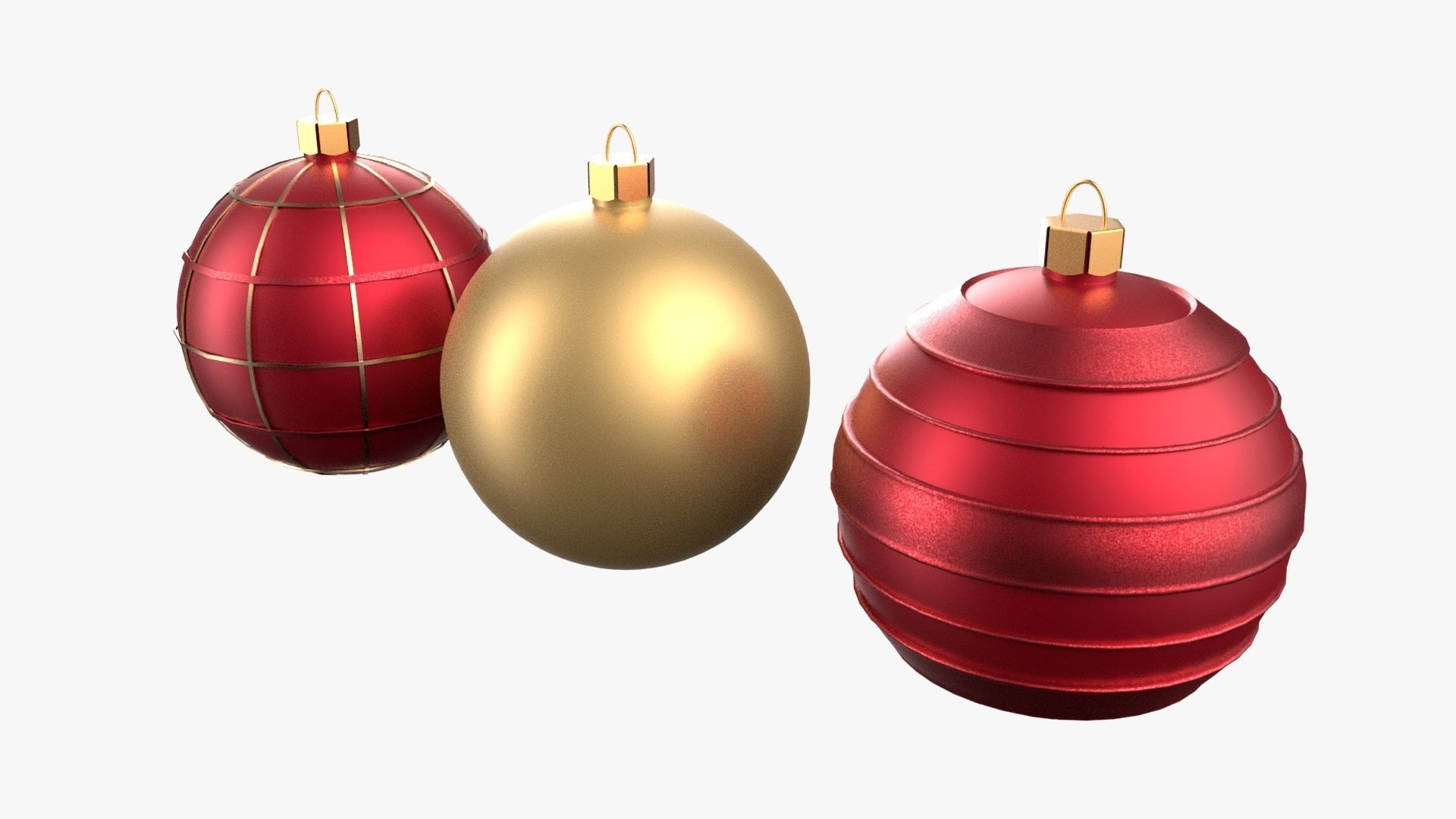 Christmas Tree Ornament Set3 - Red Yellow 3D model_2
