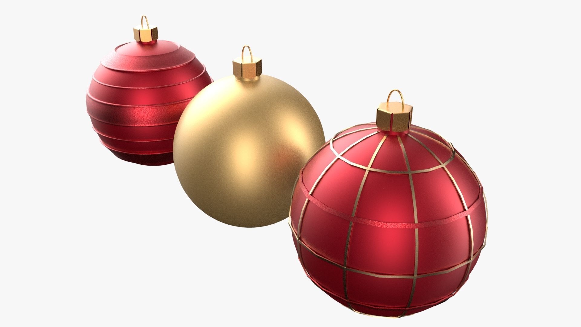 Christmas Tree Ornament Set3 - Red Yellow 3D model_4