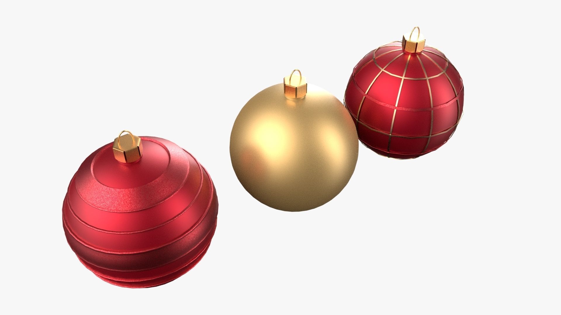 Christmas Tree Ornament Set3 - Red Yellow 3D model_3