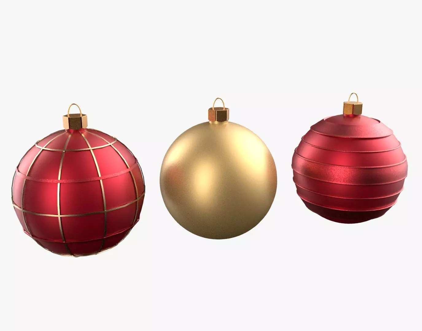Christmas Tree Ornament Set3 - Red Yellow 3D model_0