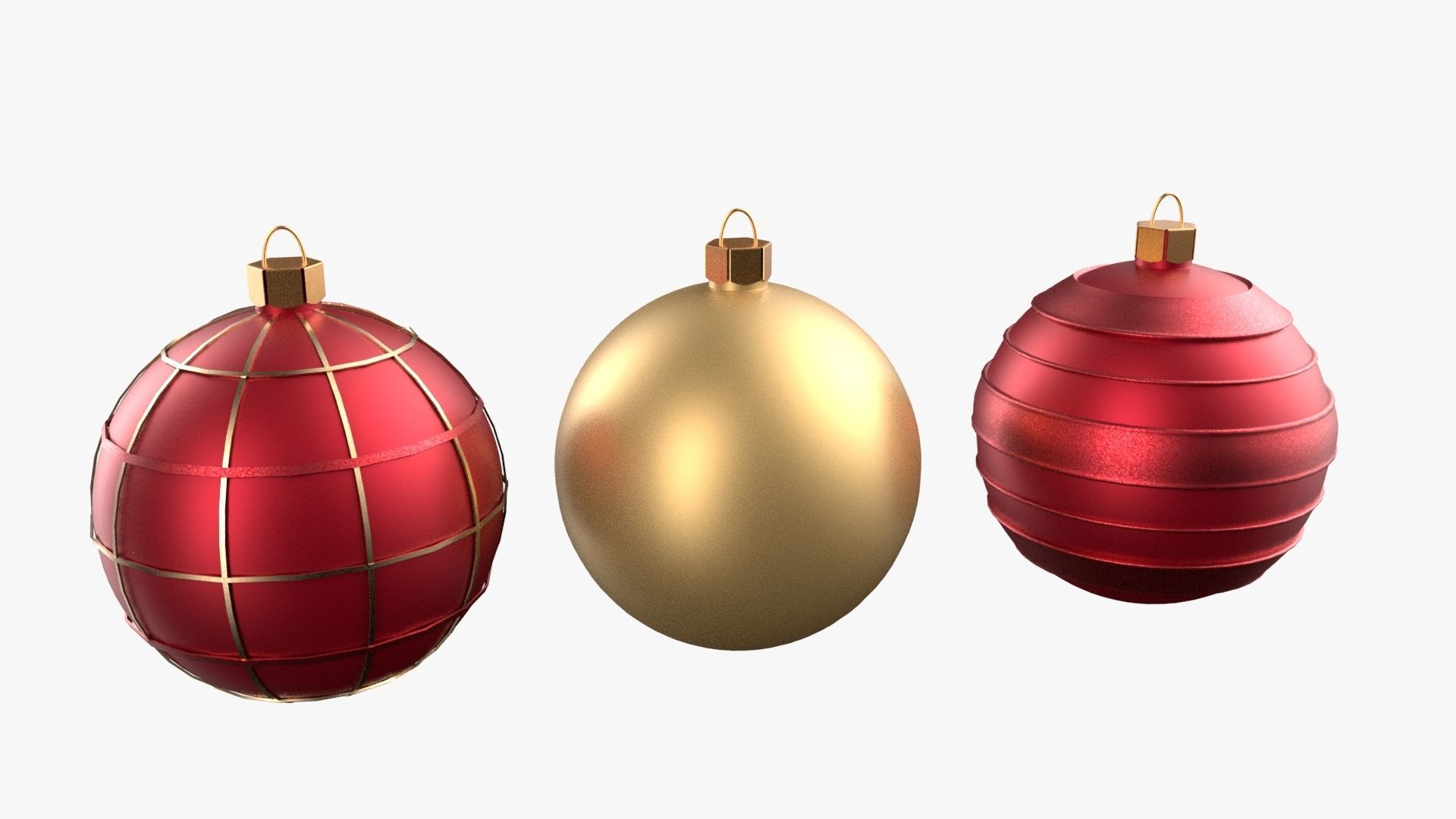 Christmas Tree Ornament Set3 - Red Yellow 3D model_1