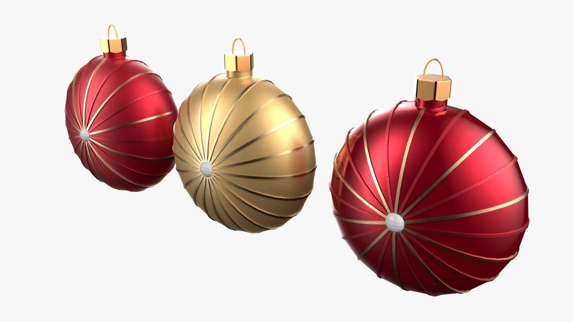 Christmas Tree Ornament Set7 - Red Yellow 3D model_2