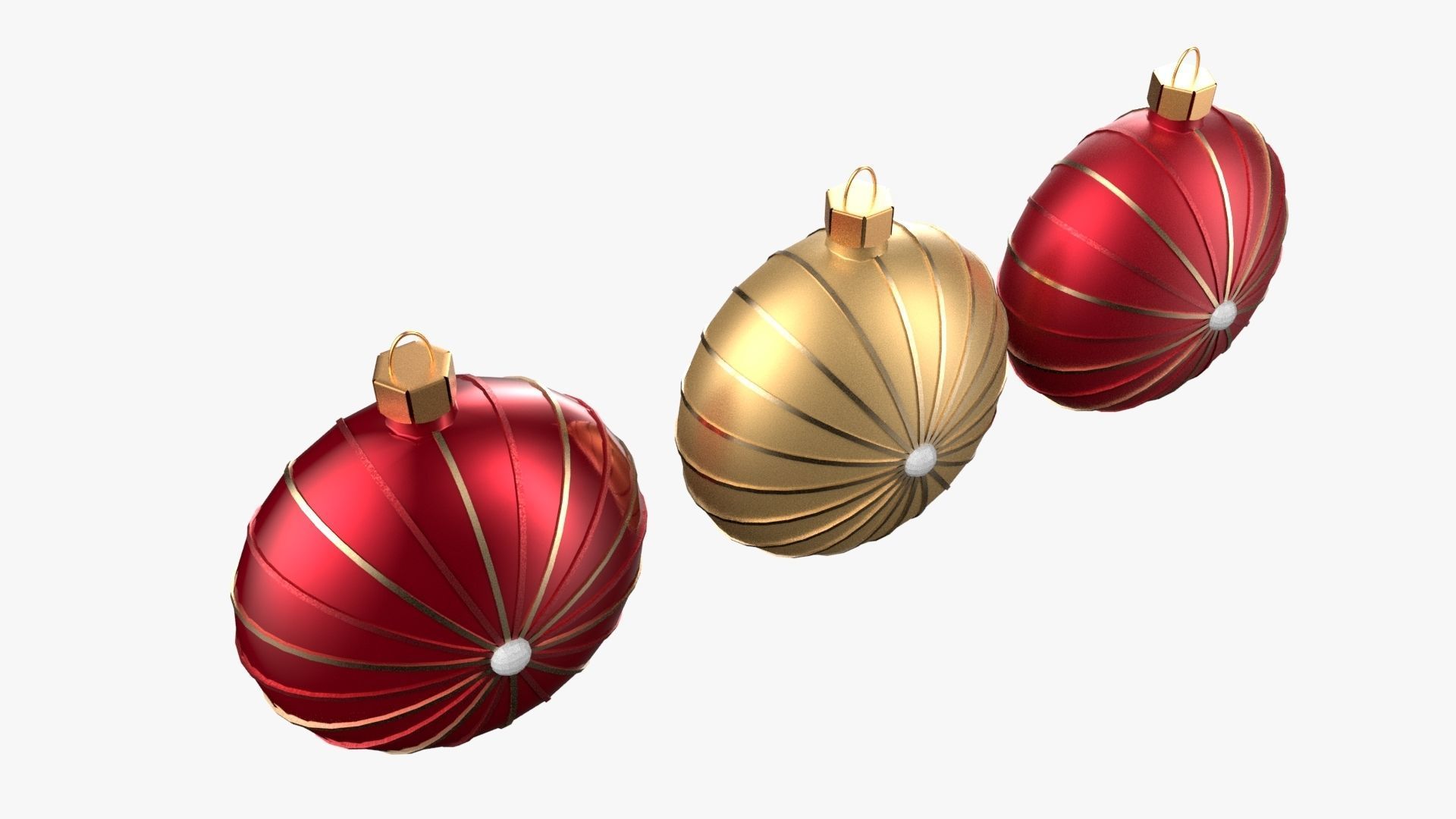 Christmas Tree Ornament Set7 - Red Yellow 3D model_1