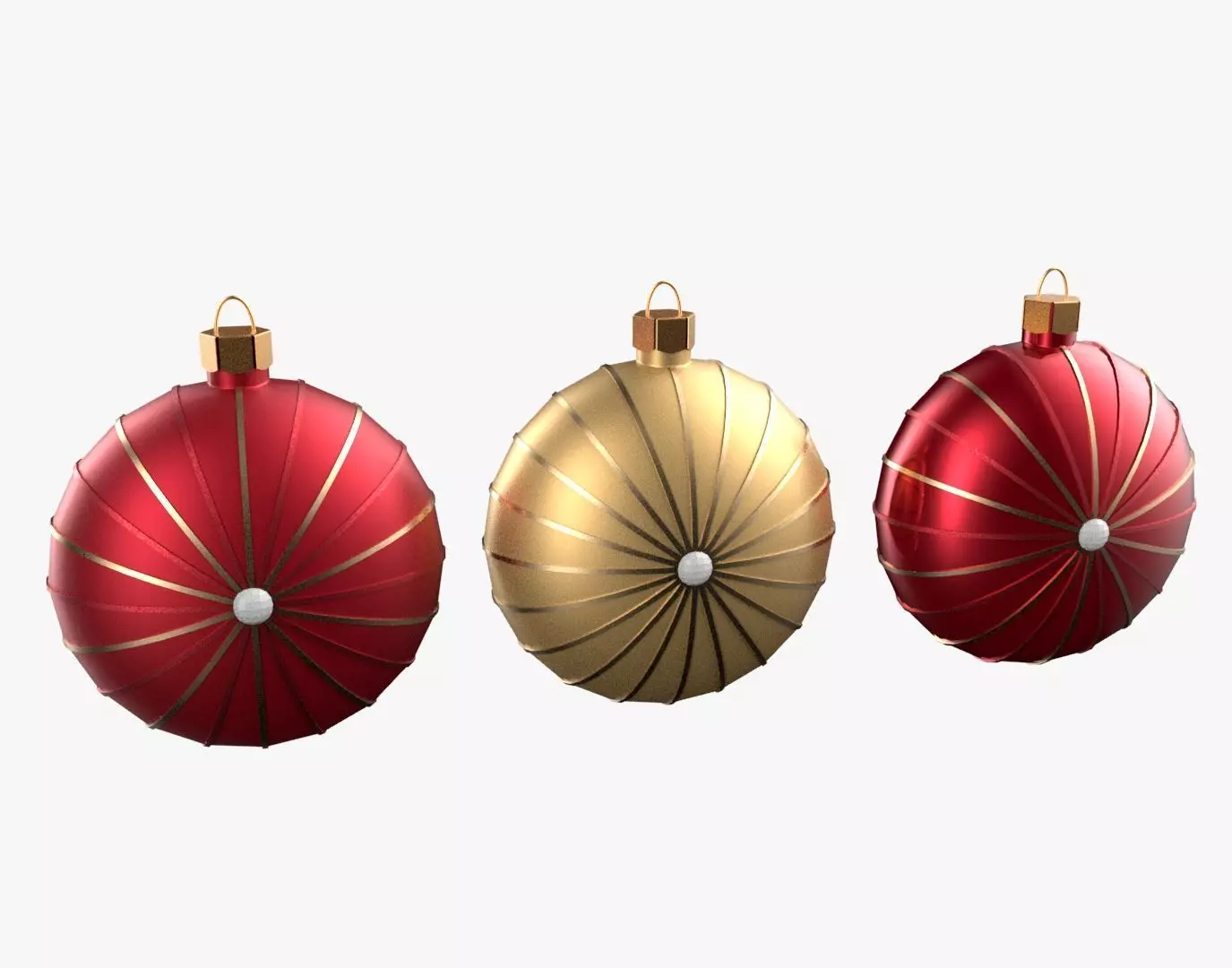 Christmas Tree Ornament Set7 - Red Yellow 3D model_0