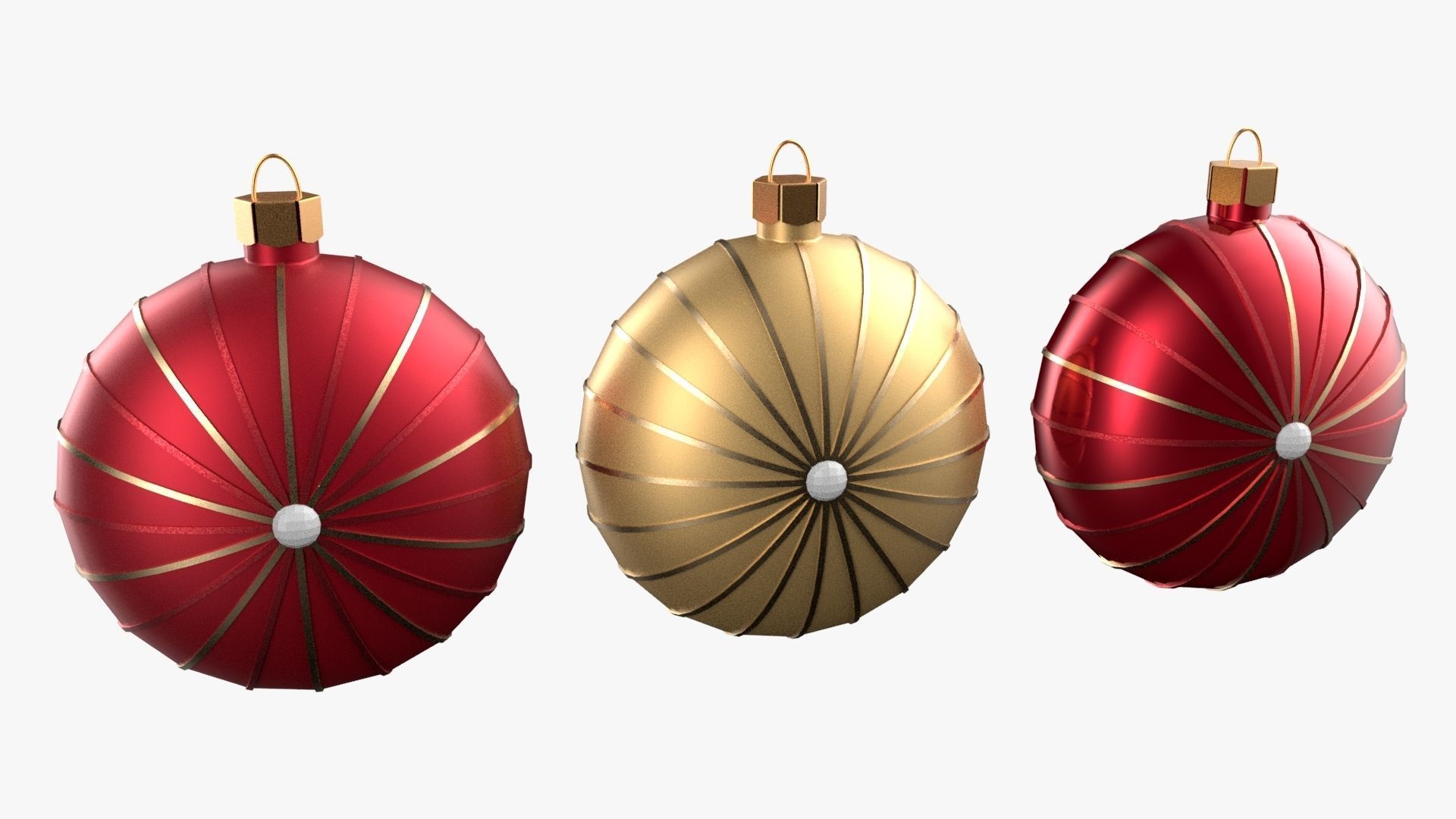 Christmas Tree Ornament Set7 - Red Yellow 3D model_4