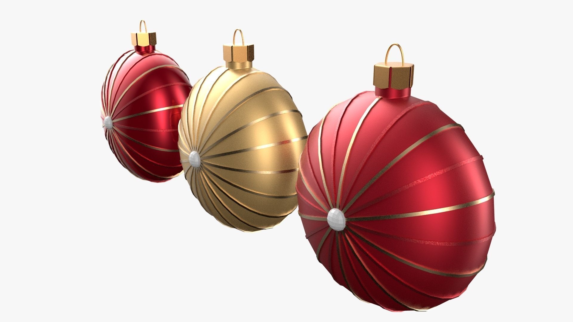 Christmas Tree Ornament Set7 - Red Yellow 3D model_3