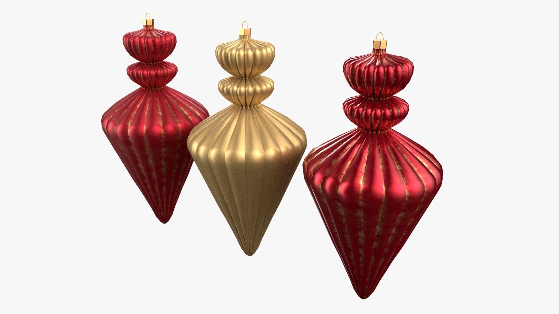 Christmas Tree Ornament Set10 - Red Yellow 3D model_2