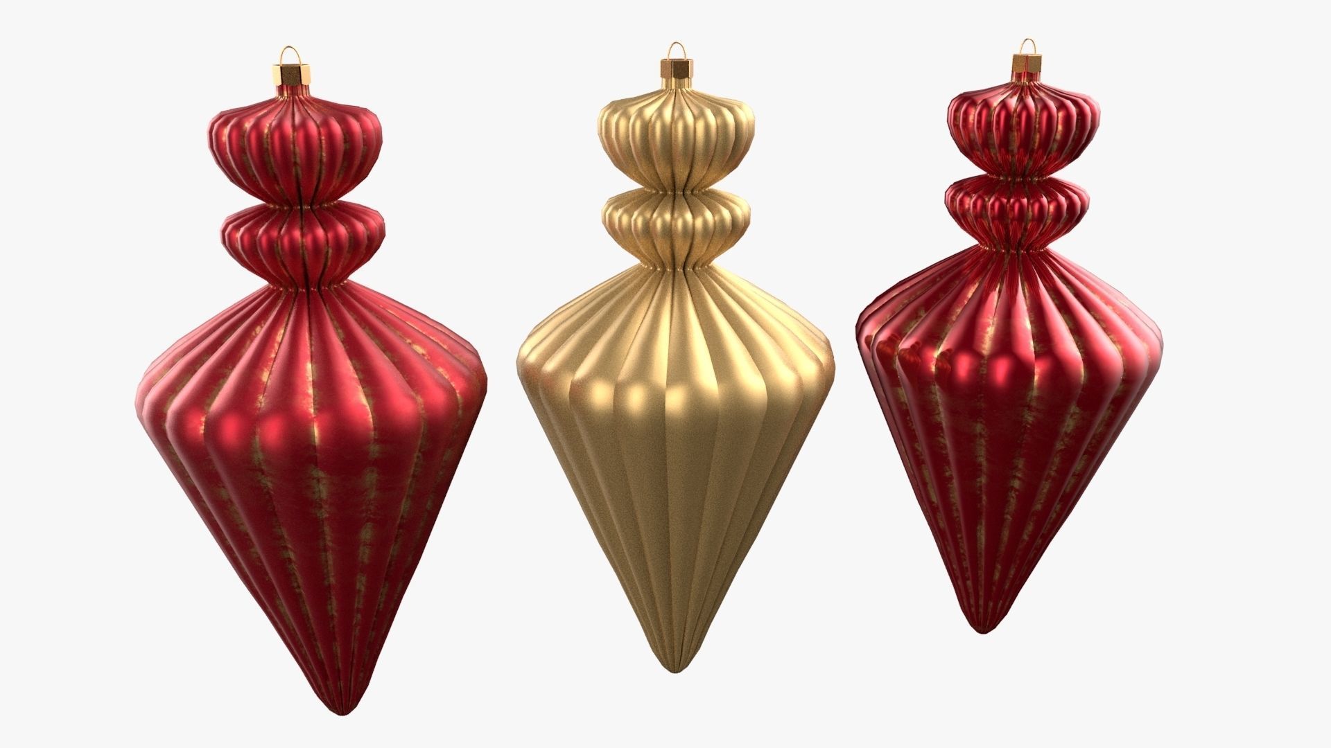 Christmas Tree Ornament Set10 - Red Yellow 3D model_4