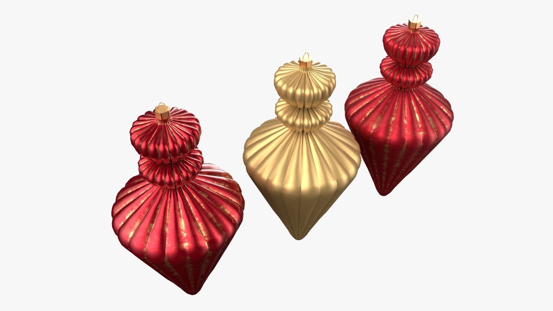 Christmas Tree Ornament Set10 - Red Yellow 3D model_1