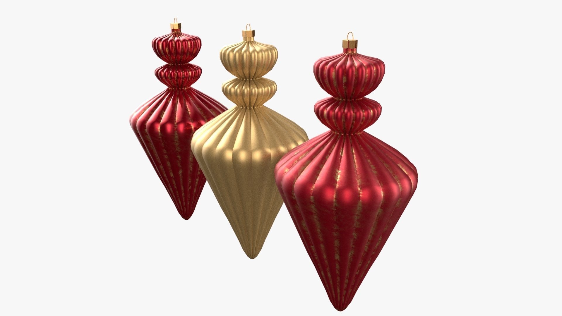 Christmas Tree Ornament Set10 - Red Yellow 3D model_3